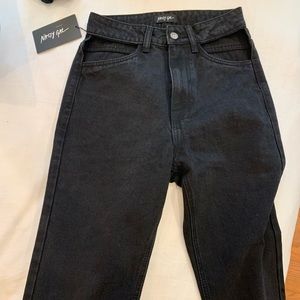 Black High Waist Jeans with Side Cutouts